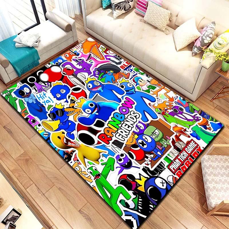 R Rainbows Friends Spielcharakter Druck Teppich rutschfest weich Boden Teppich Spielzimmer Schlafzimmer Geschenk Innen Wohnkultur