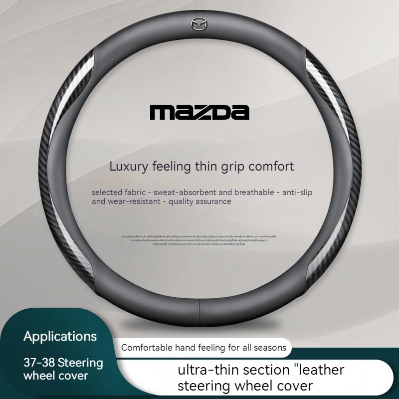 

For Mazda 3 5 6 SKYACTIV Axela Atenza CX30 CX5 CX8 CX9 MX5 RX8 RX7 BT50 Carbon fiber Leathe Car Steering Wheel Cover Accessories