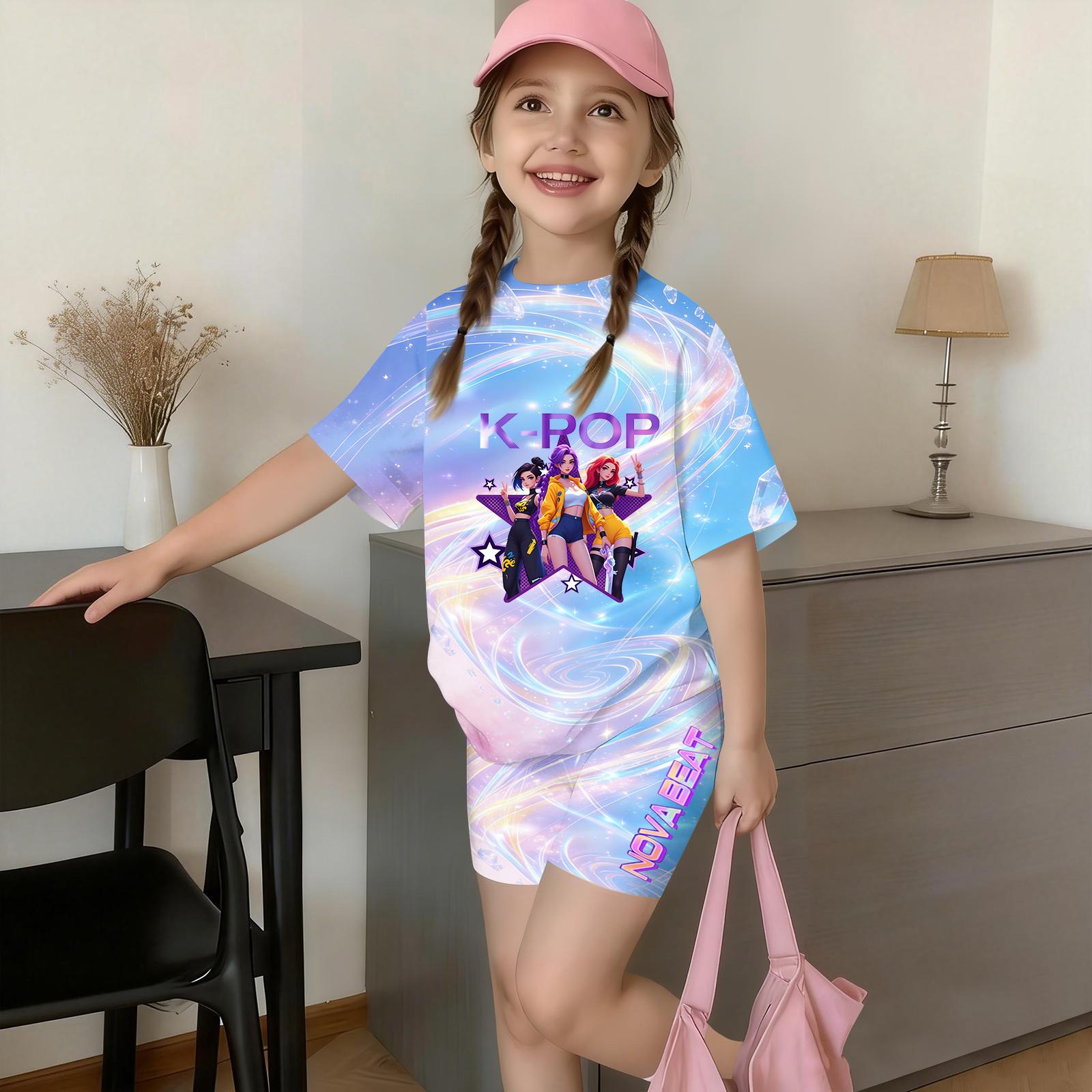 

Комплект одежды для новорожденных девочек и мальчиков: свободная футболка + штаны с принтом 100 синий