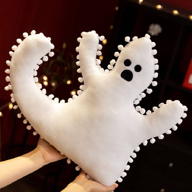 Ghost Plush Pillow Stuffed Toy Cushion Soft Halloween Scene Decor 45cm White