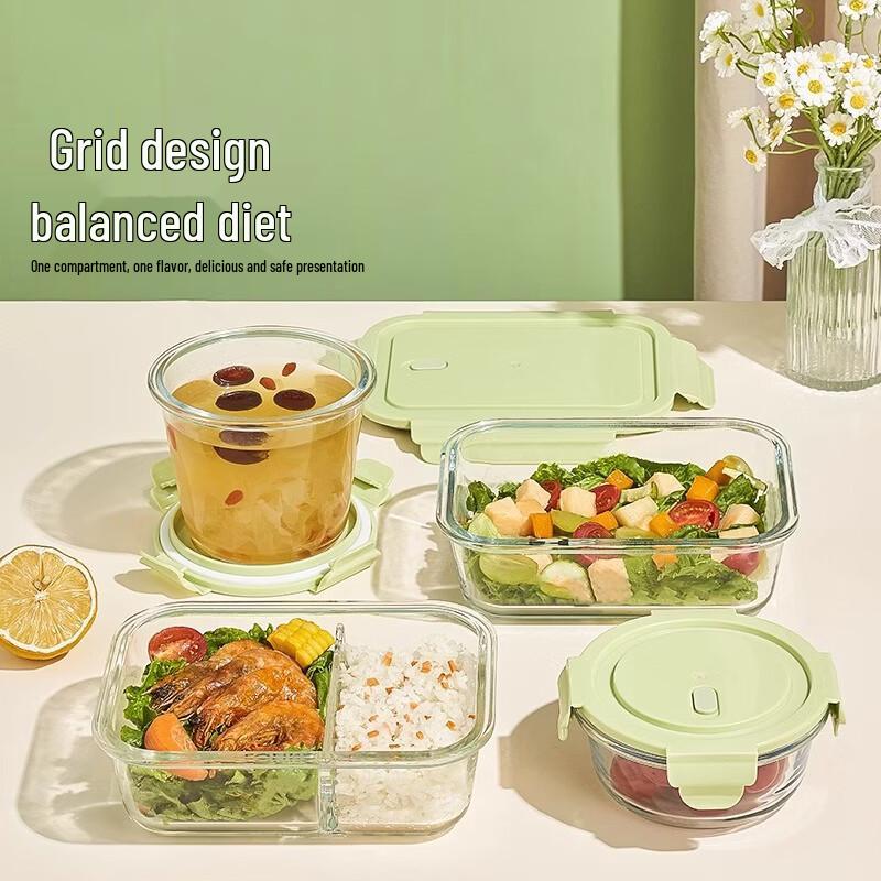 ZISIZ Glass Meal Prep Container with Compartments