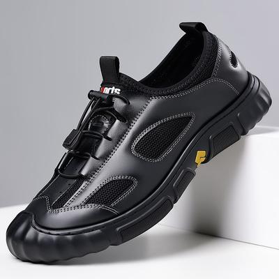 Men's Leather Shoes Men's Genuine Leather Summer Mesh Breathable Shoes One Pedal Sports and Leisure Soft-soled Bag Head Shoes Pure Cowhide