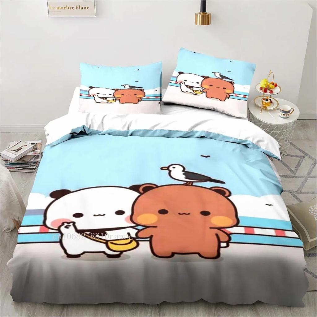Cute Bubu and Dudu Cartoon Print All Season Twin Bedding Set  Comforter Set Bed Duvet Cover Double King Comforter Cover