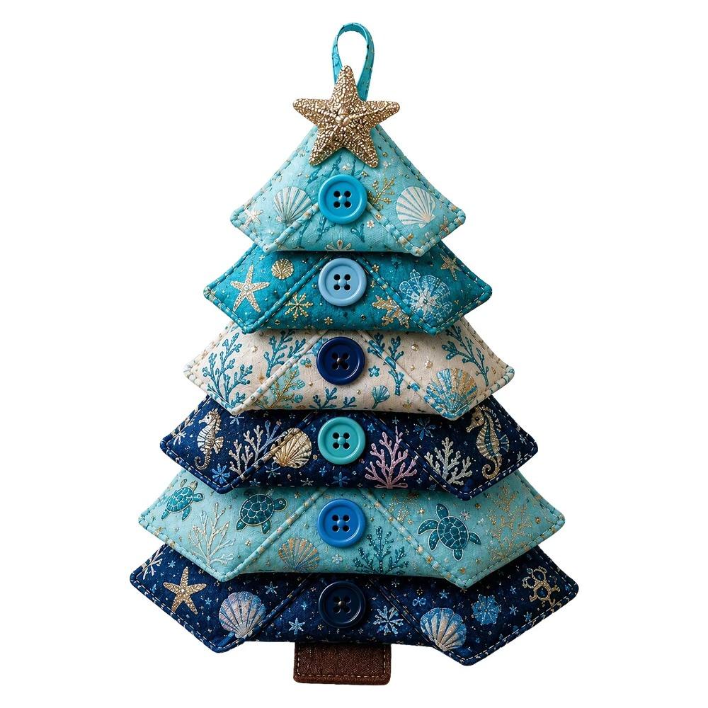 Handgemachtes DIY gestepptes Weihnachtsbaum-Set Vintage-Druck Baumschmuck zum Handnähen DIY-Nähset Florales Ozean-Musik Weicher Stoff