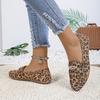 Fashion Fall New Loafers Vintage Round Toe Deep Mouth Leopard Rhinestone Metal Buckle Soft Sole Non-Slip Plus Size Flats