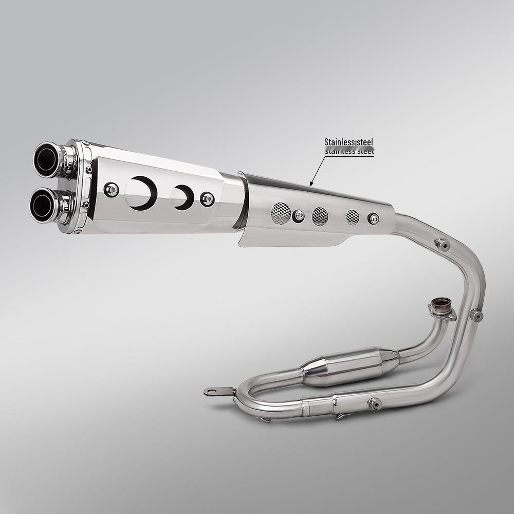 CC110 Stainless Steel Motorcycle Exhaust System - Front & Rear Pipe Set