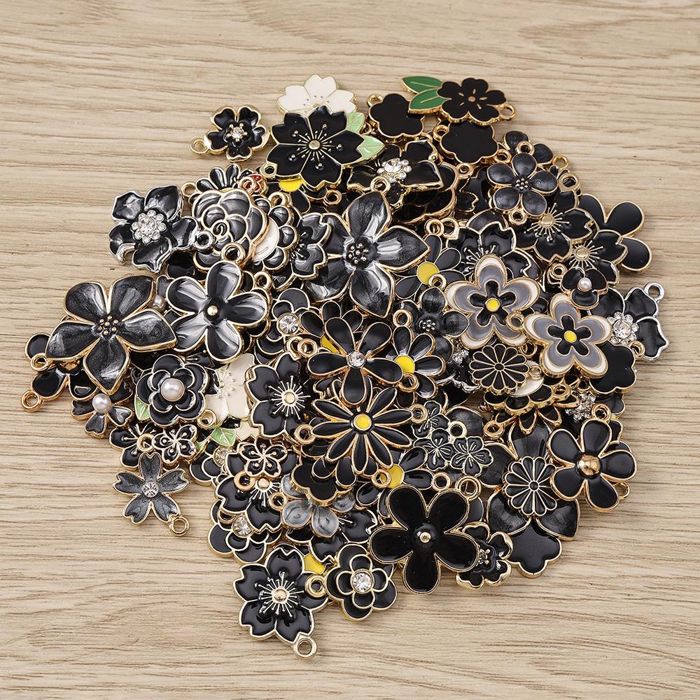 Tusember Mixed Flower Pendants 10Pcs Cute Colorful Flowers Charms for DIY Keychain Bracelets Necklace Jewelry Making Accessories