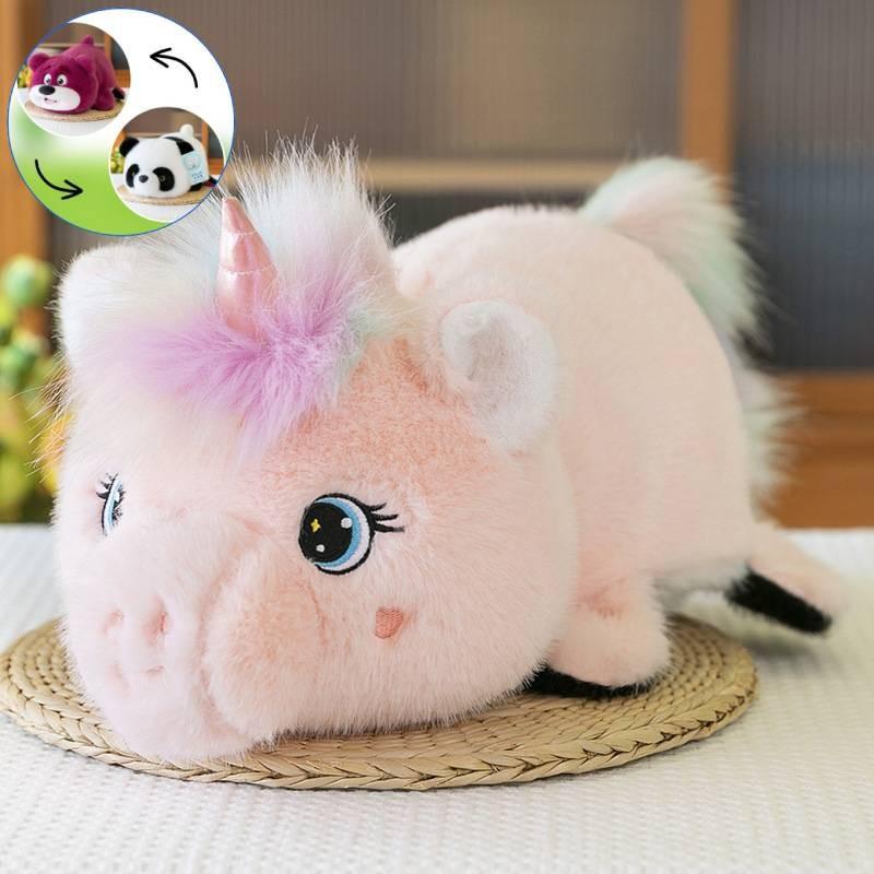 Creative Reversible Panda Plush Toy Soft Adorable Unicorn Pillow For Girls Birthday Gift