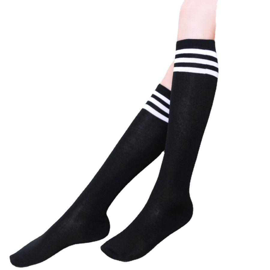 Japanese College Wind Cotton Thick Black And White Striped Stockings Three Bars Knee Socks Student Socks