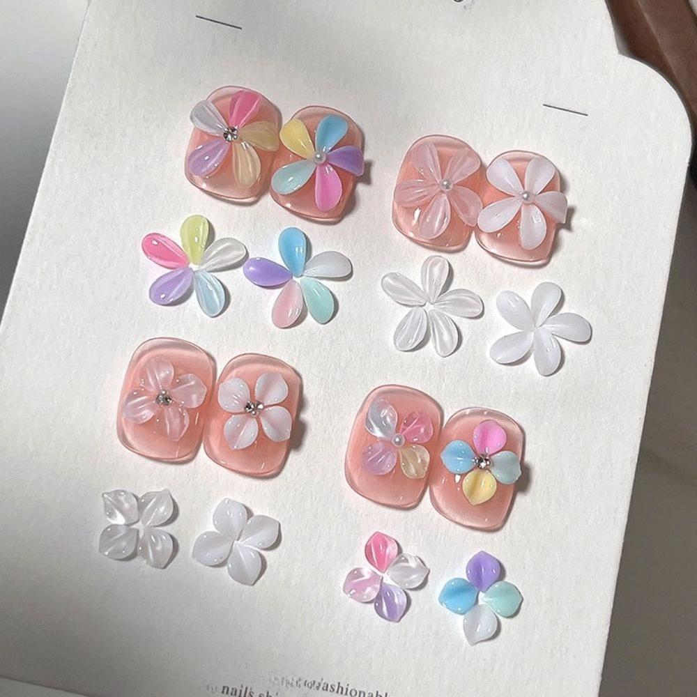 3D Flower Petals Nail Art Glitter Set Transparent Nail Charms Decorations Manicure Accessories