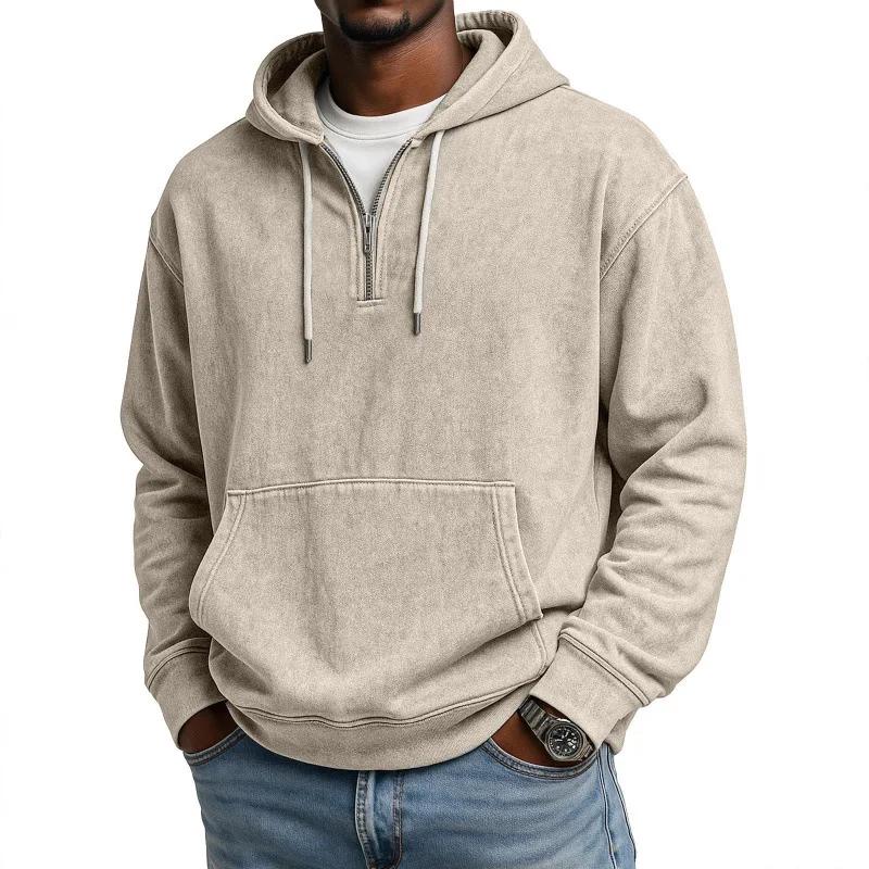 Spring Autumn Men's Print Hooded Hoodies Half Zipper Pull On Motorcycles Hoodie Male Streetwear Sweatshirt Casual Sport Pullover