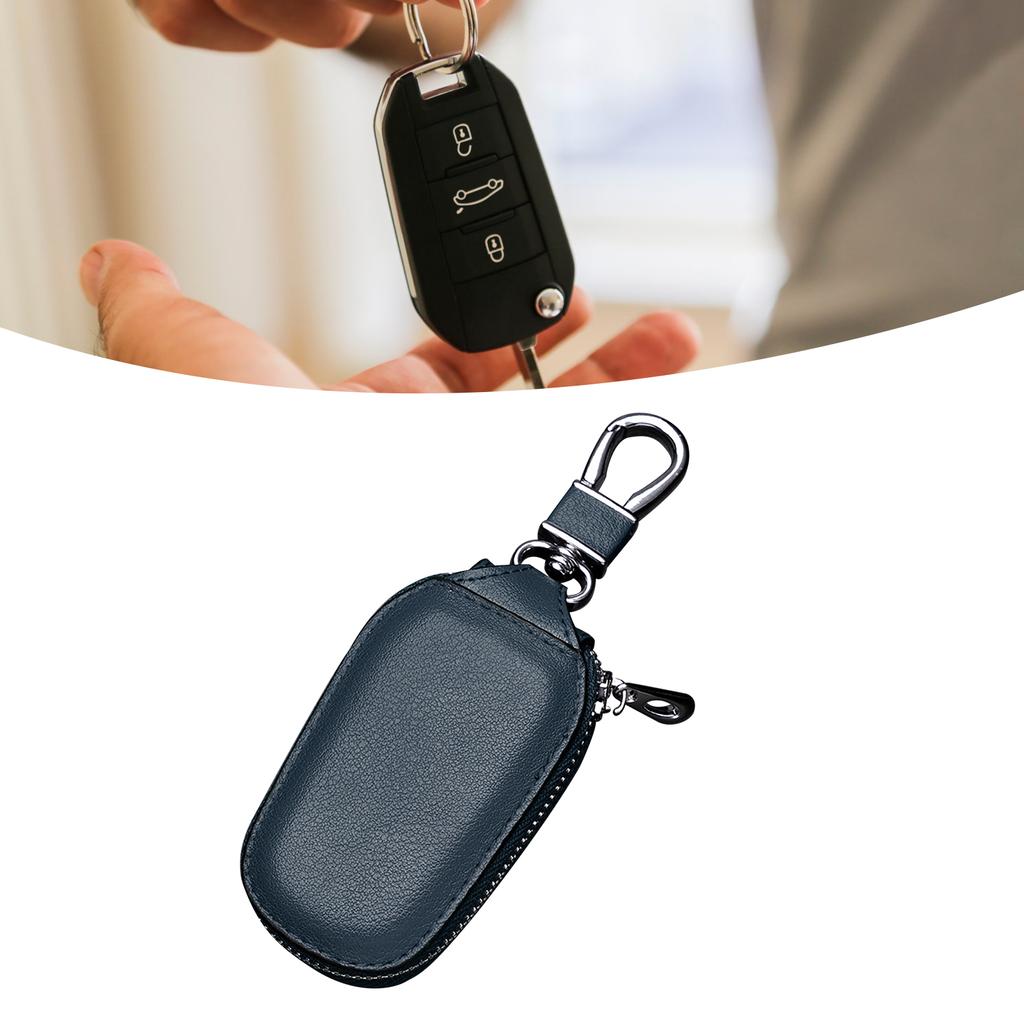 Car Key Fob Holder Versatile Large Capacity Waist Hanging Durable Car Key Case for Home Men Office Blue