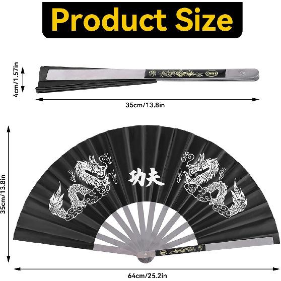Chinese Kung Fu Tai Chi Fan Martial Arts Dance Folding Fan Stainless Steel Written Kung Fu Fan