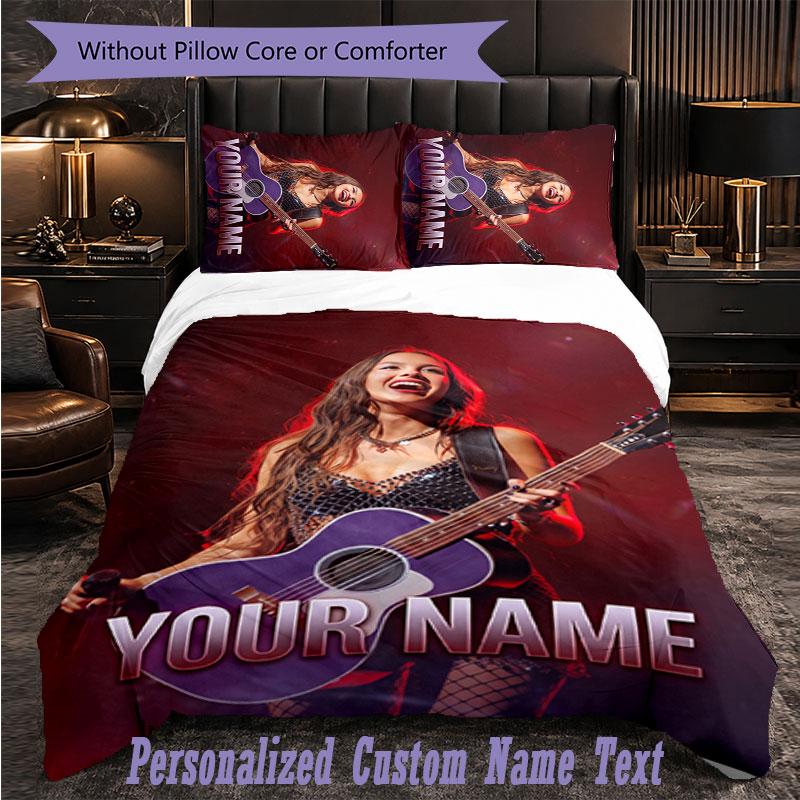 Personalized 3Pcs Bedding SetOlivia Rodrigo Custom Text Duvet Cover Pillowcase Set Bedroom Gift