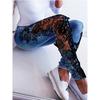 Fashion Lace Floral Crochet Hollow-Out Jeans Women Elegant Sexy Denim Pencil Skinny Jeans Woman Plus Size