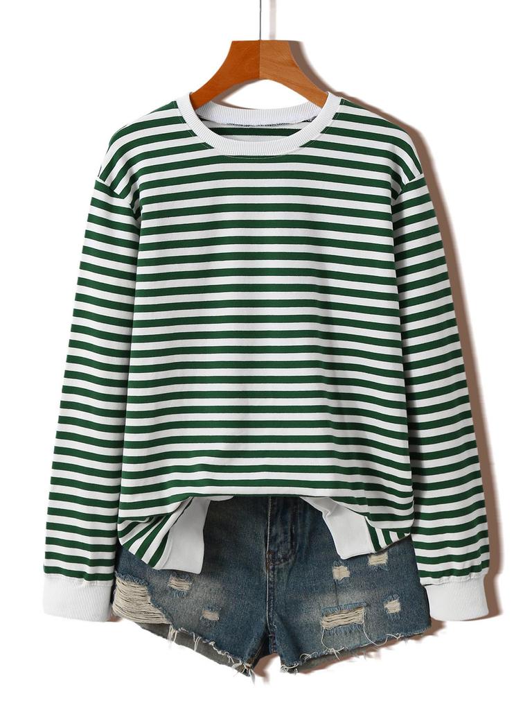 New Striped Christmas Style Women's Long Sleeve European/American Loose Hoodie