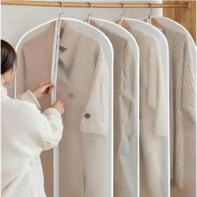 5pcs Thickened Transparent Garment Bags with Full Zipper Closure - Suitable for Suits, Wedding Dresses, Travel And Wardrobe Organization