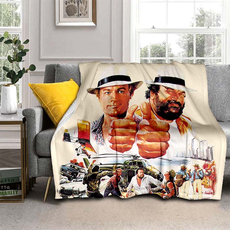 Bud Spencer Terence Hill Wirft Wirft Decke für Kindersofa Reise Wandern Picknick Beding Super Weiche Flanelldecke Geburtstagsgeschenk