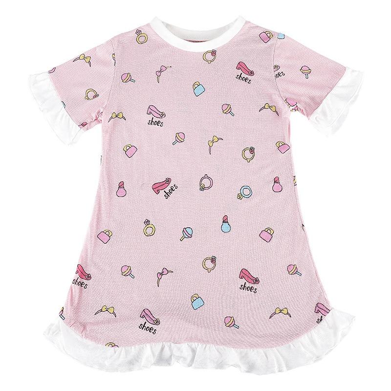 Little Girls Sweet Princess Cartoon Print Summer Thin Sleep Dress Kids Home Nightgown
