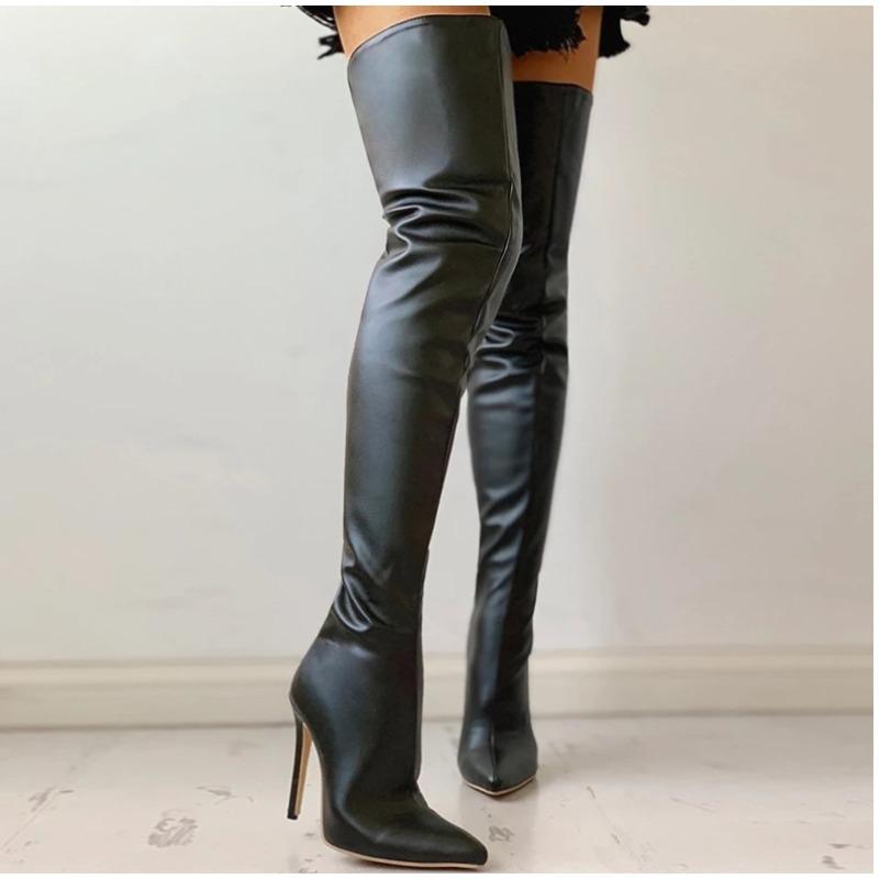 

Мода Новая Мода Женские Сапоги Высокий Каблук 11см Сапоги Выше Колена Большой Размер 34-43 Задняя Молния Модные Индивидуальные Сапоги 40