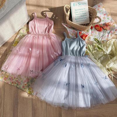 3D Schmetterlings-Netz-Trägerkleid - Süßes Prinzessinnen-Tüllkleid für Mädchen
