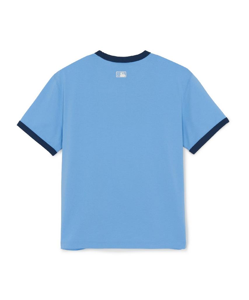 Emelbi Letter Graphic Regular Fit Ringer T-Shirt La (Ptn.Skyblue)