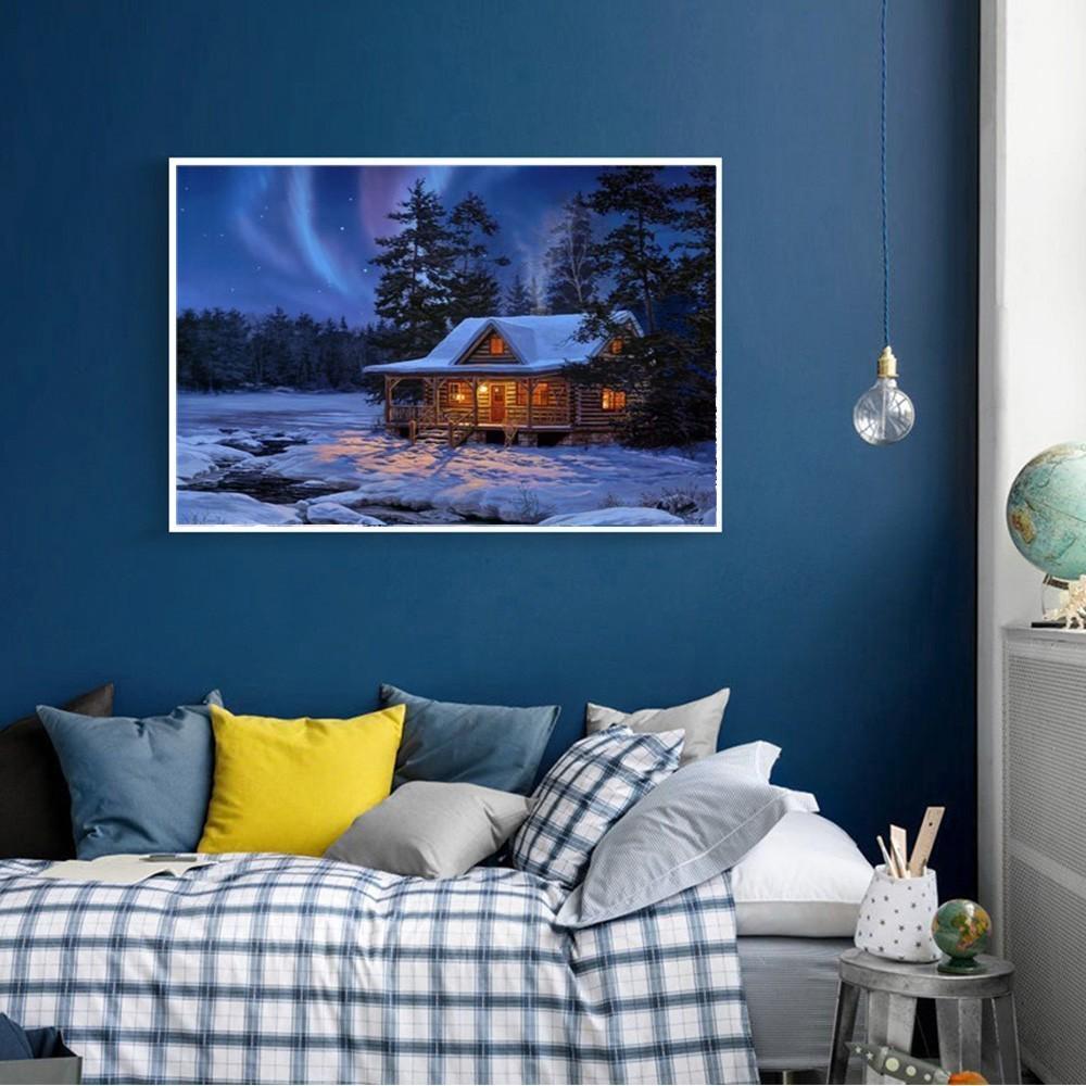 Huacan Full Square Diamond Painting Landscape Diamond Embroidery Snow Scene Picture Rhinestone Mosaic Painting