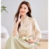 ORIGIN Women's Chinese Style Printed Stand Collar Mid-Sleeve Shirt