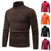 Men's Plus Velvet Slim Fit High Neck Wool Sweater - Solid Color Long Sleeve Base Layer