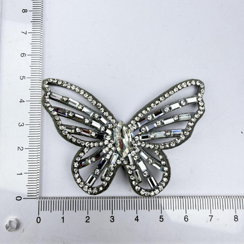 Elegant Gray Rhinestone Butterfly Hair, Shoe, and Hat Clip Accessories