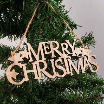 Wooden Merry Christmas Hanging Ornaments - Tree Pendants and Xmas Letter Tags