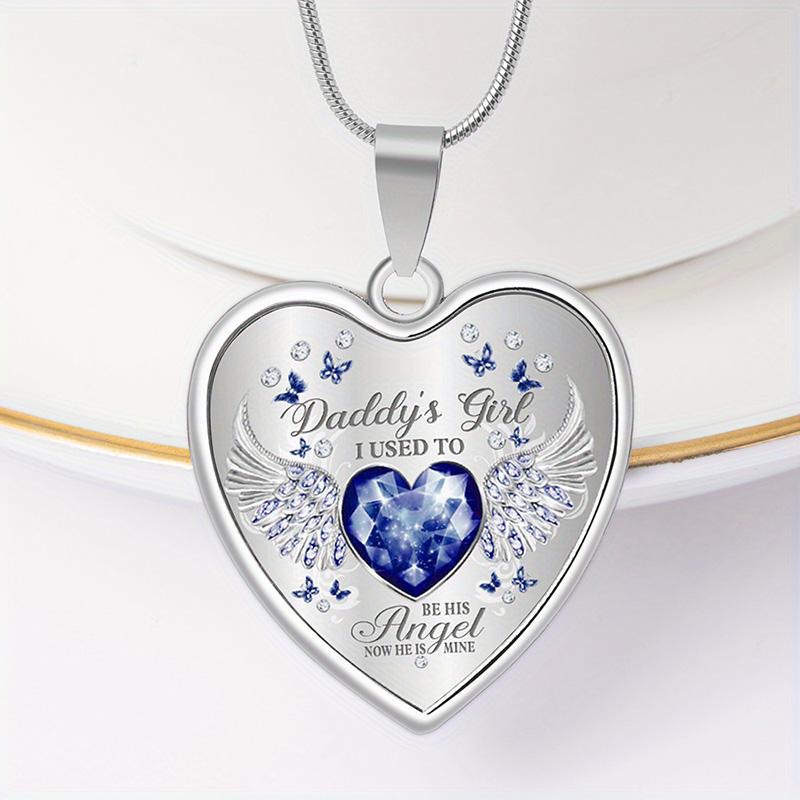 12 Months Angel Wings Daddys Girl Heart Pendant Necklace Birthday Gifts For Daugher Epoxy Jewelry