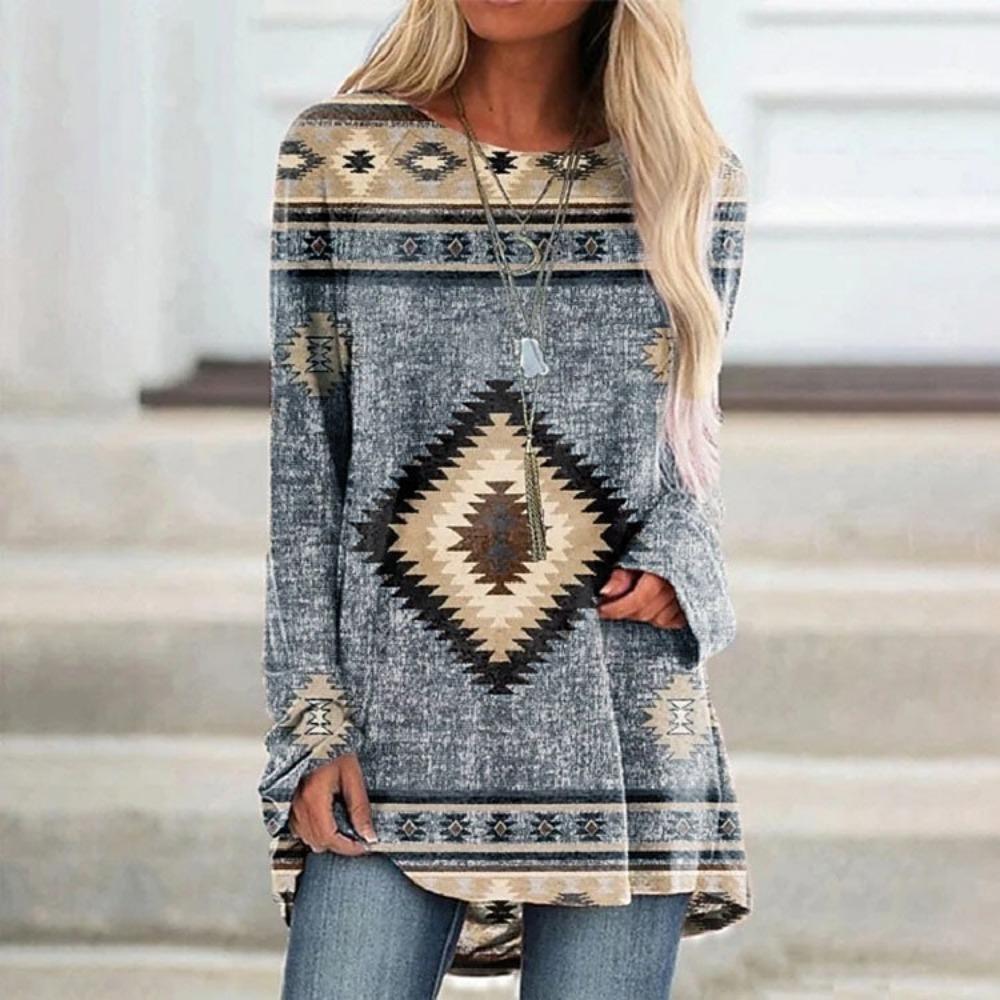 Ein 3D-gedrucktes langärmeliges T-Shirt für Damen, lässig und modisch