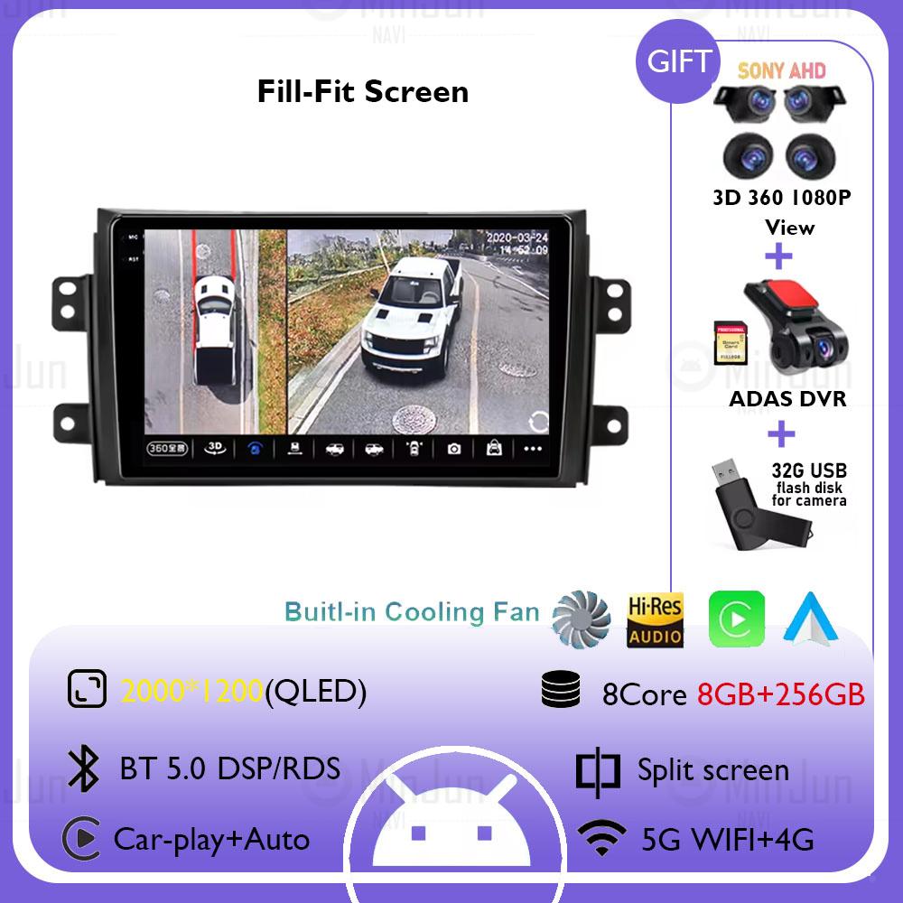 Android 14 for Suzuki SX4 2006-2013 Car radio For Fiat Sedici multimedia player Autoradio GPS navigation Carplay SWC HeadUnit