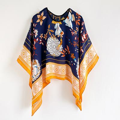 Poncho Cloak Thin Scarf Women Simulated Silk Pullover Versatile Scarves Shawls Sun Protection Clothing Summer Beach Clothes