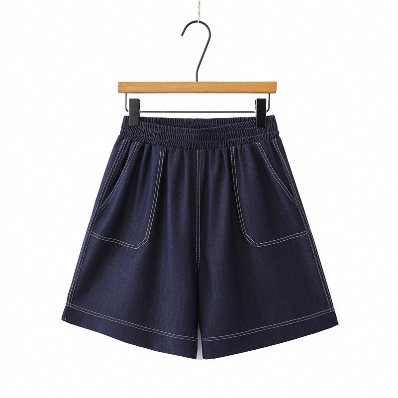 2026 Women s Plus Size Tencel Denim Elastic Waist High Waist Slimming Wide Leg Capris Shorts 2XL