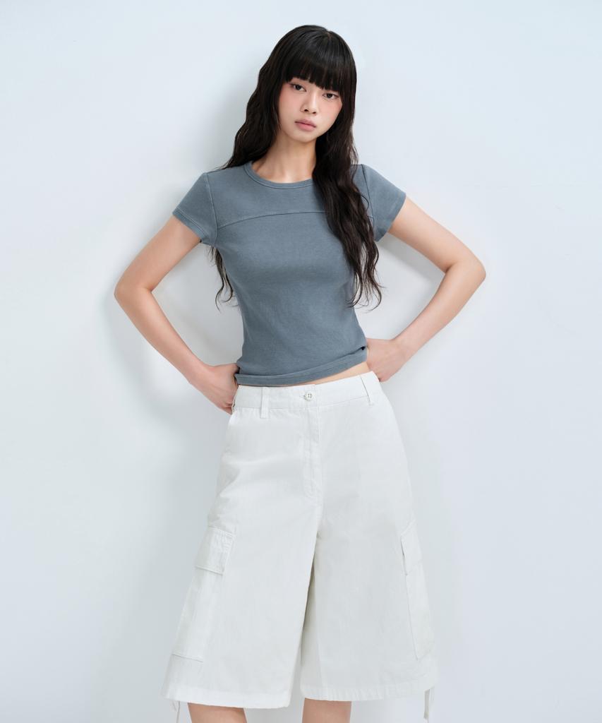 MUSINSA STANDARD WOMAN Women'S Ribbed Pigment Slim T-Shirt [Peacock Blue]