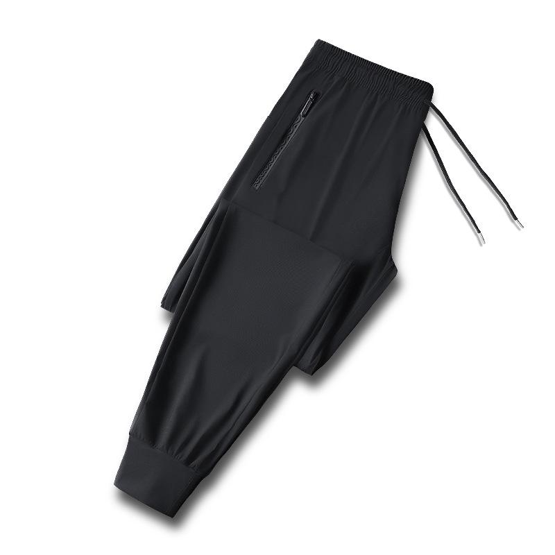 Pánské rychleschnoucí kalhoty z ledového hedvábí - Letní, prodyšné, vysoce elastické, volného střihu, sportovní kalhoty s manžetami