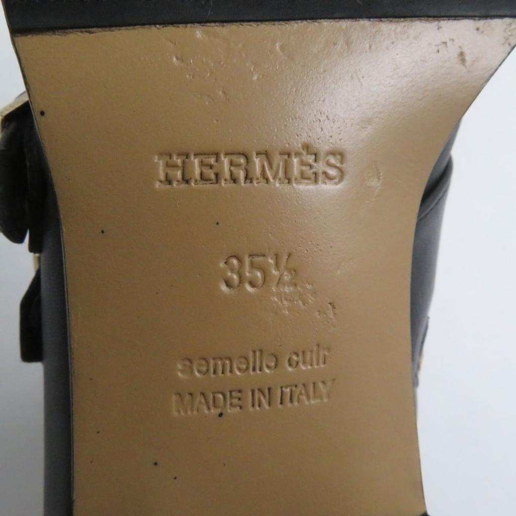 Great HERMES boots Black x Gold Metal leather Women 35.5 Used