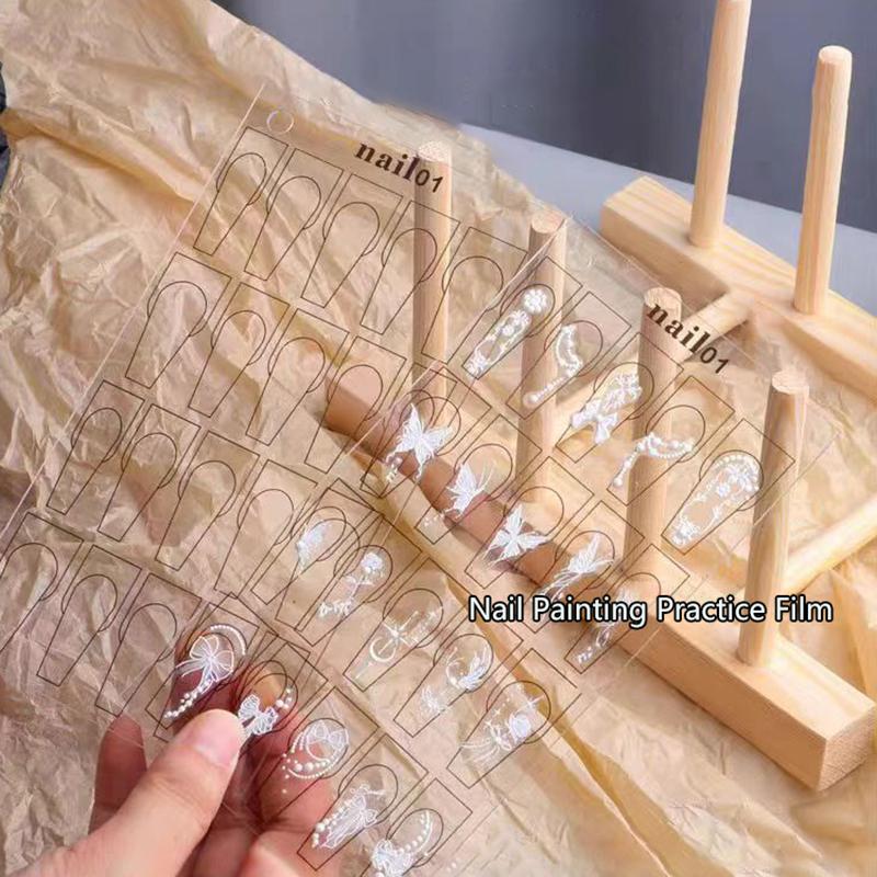 Wiederverwendbares Acryl Nail Art Malpapier Nail Art Übungs-Trainingsmatte Maniküre Blume Linienzeichnung Übungswerkzeug