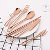 4Pcs Rose Gold Dinnerware Set Knife Fork Coffee Tea Spoon Cutlery Set Stainless Steel Tableware Western Home Kitchen Flatware