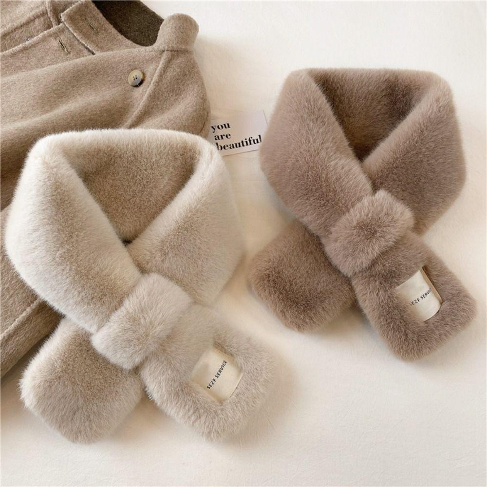 Fake Collar Plush Scarf Faux Rabbit Fur Cross Scarf Sweet Women Winter Scarves  Autumn Winter