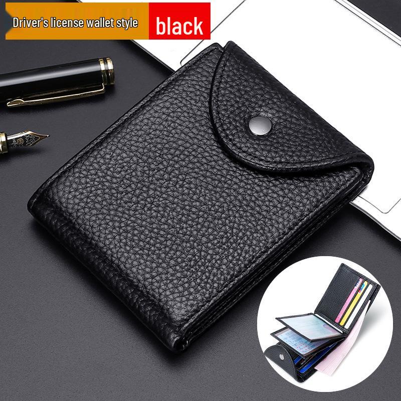 Genuine Leather Bi-Fold Wallet & Multifunctional Driver's License Holder with ID Slots & Card Sleeves