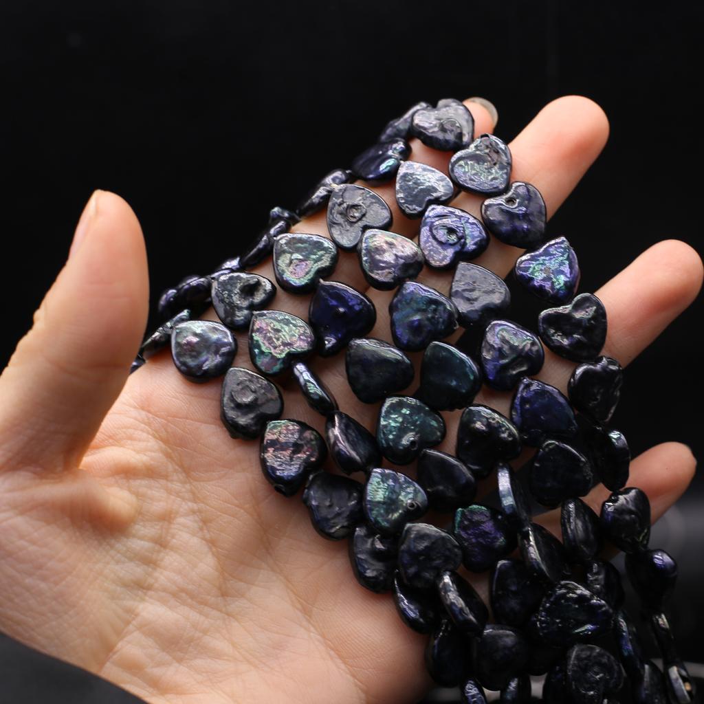 1 corda, contas de pérolas artificiais barrocas estilo diablo, coração preto, 1,1-1,2 cm, para colares, pulseiras, acessórios para mulheres, artesanato para fazer joias, 36 cm