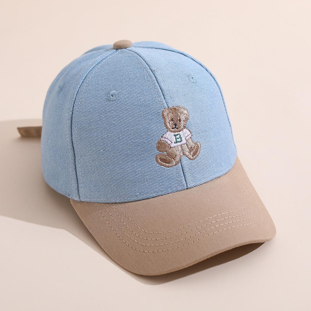children Baseball Cap 52cm 2-6Y Kids Cartoon Bear Patch Hat Children Visor Sun Hat Spring Summer Outdoor For Toddler Boys Girls