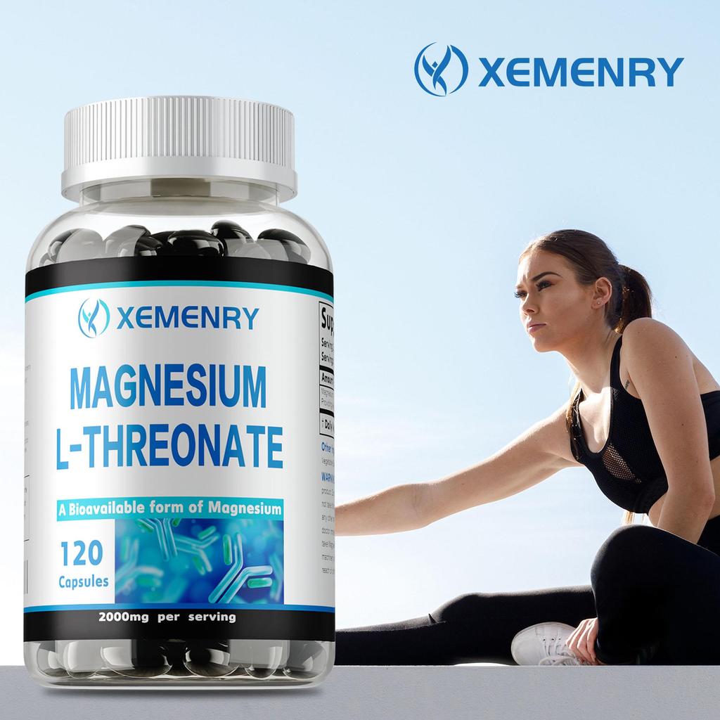 Capsule di L-Treonina Magnesio Altamente Assorbibili, 2000 mg per dose, 120 capsule, senza glutine.