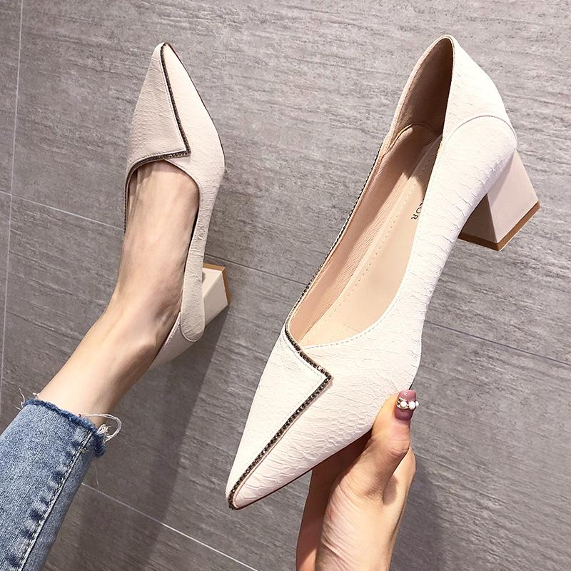 

Coarse heel high heels single shoes fashion women s shoes new solid color trendy 526-12 40 абрикосовый