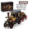 1331Pcs Retro LED Mechanical Steam Car Vintage Punk Lighting Vehicle Desktop Decor Creative Building Blocks Bricks DIY Toys Gift