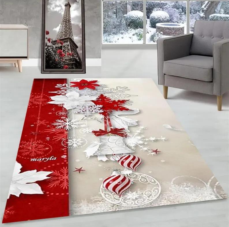 3D HD Printing Warm Christmas Carpet Living Room Rugs Bedroom Sofa Doormat Decor Mat Kid Non-slip Floor Alfombra New Year Gifts