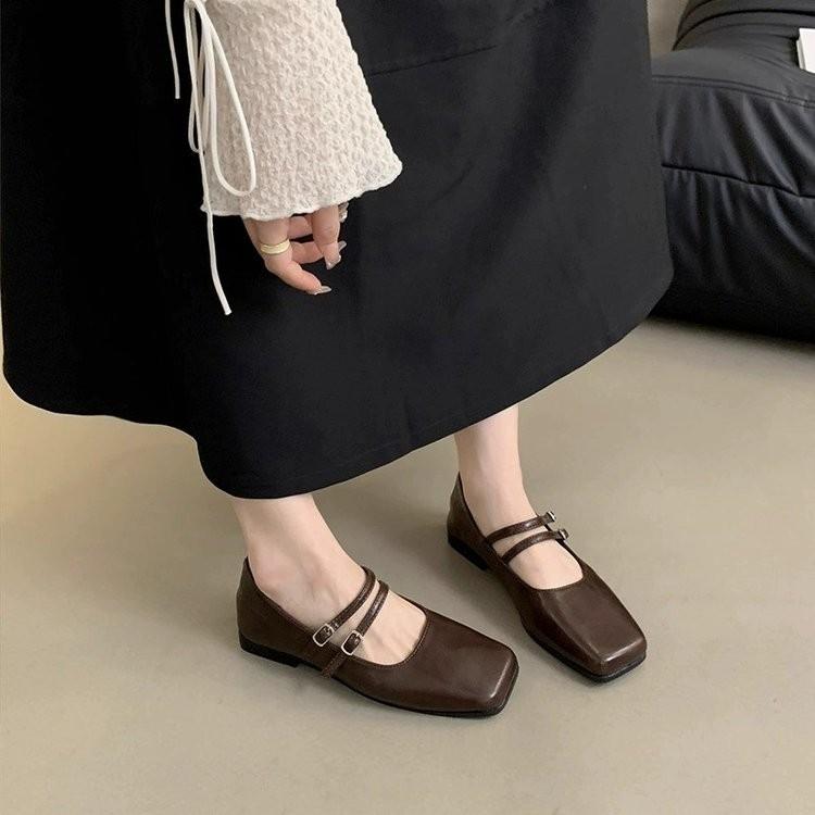 

French square head cross with light mouth shoes flat silver fashion shoes retro word belt Mary Jane shoes women 35 срібний